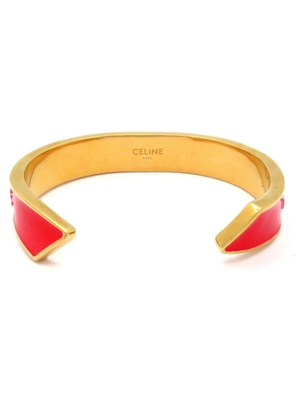 Celine Bangle Gold Red Ribbon Small Cuff Bracelet